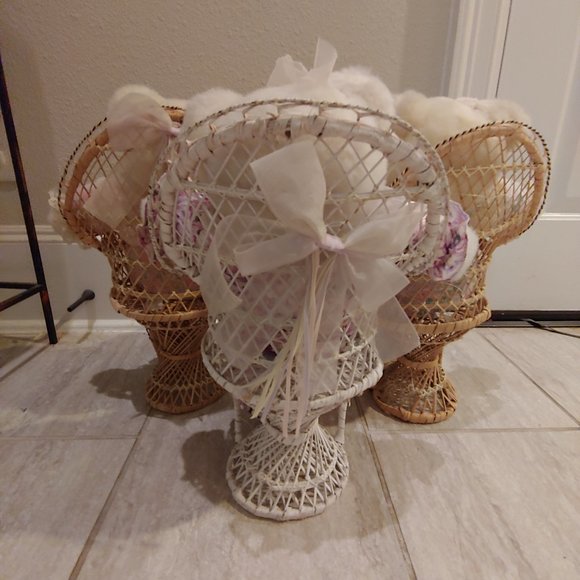 Vintage Teddy Bear Plush Dolls in Basket Chairs Lot of 3 MTY International - Picture 8 of 8